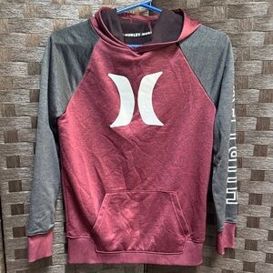 Hurley Men's Burgundy and Charcoal Hoodie